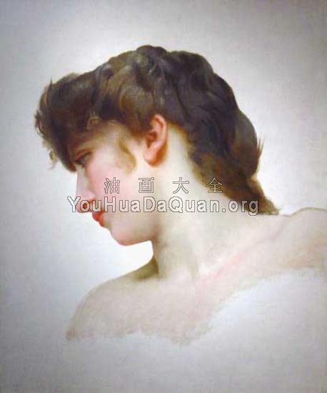 Etude de Tete de Femme Blonde Profil, Study of a Blonde Woman's Profile - 威廉·阿道夫·布格罗